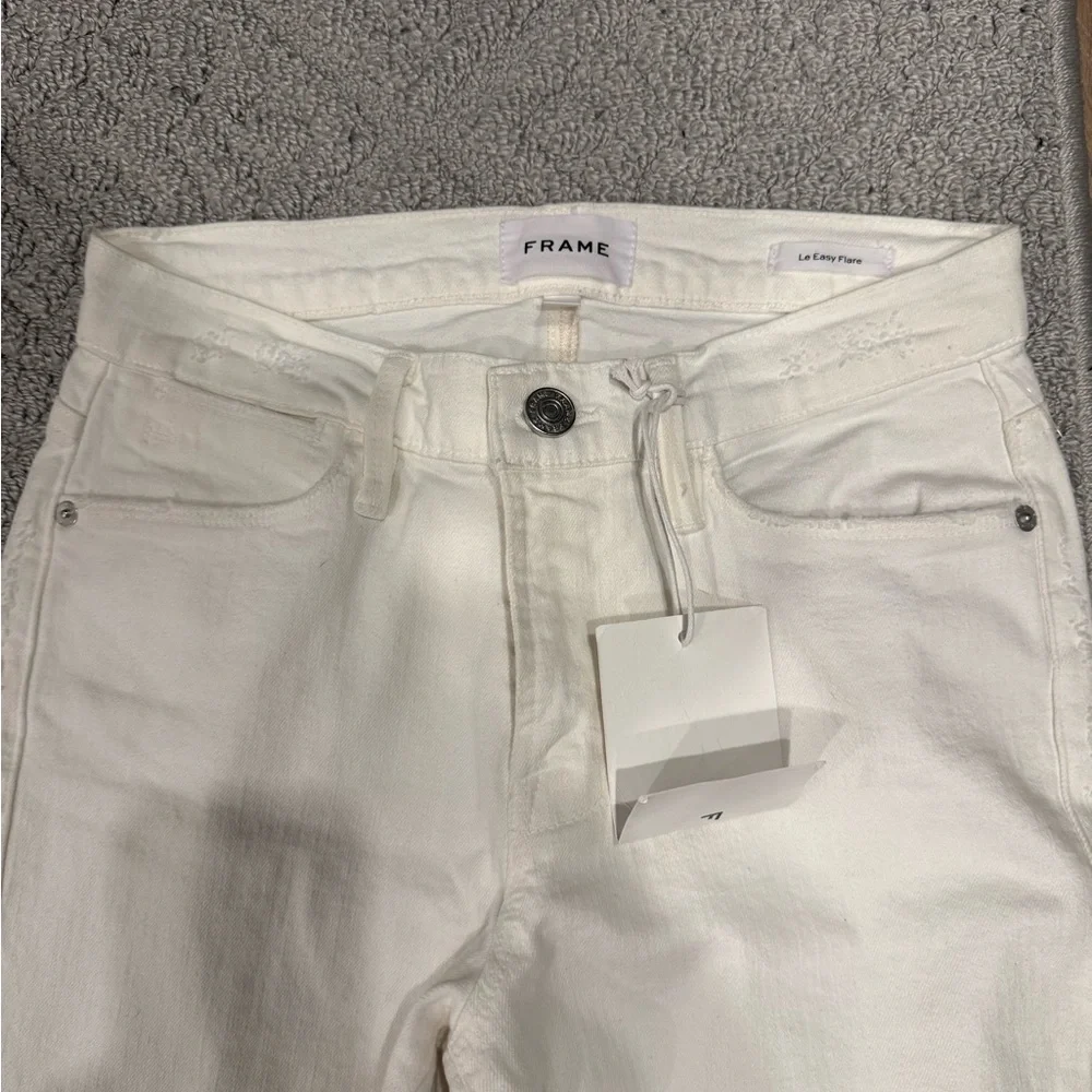 Frame Denim White Flare Wide-Leg Jeans - Picture 3 of 5